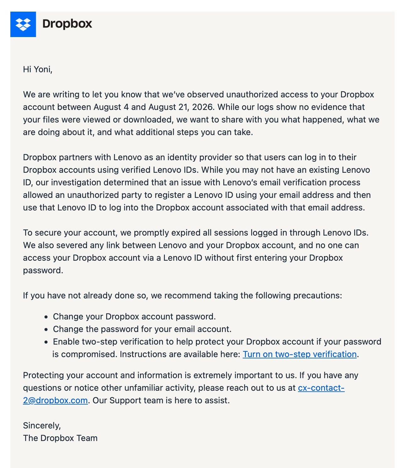 Dropbox Accounts Breached Through Lenovo Email Verification Flaw