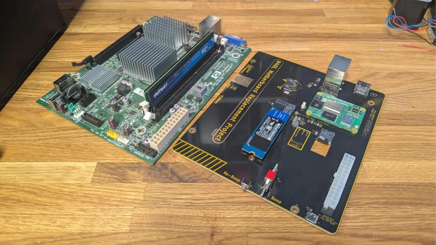 Custom motherboard revives old HP server with Raspberry Pi CM5 and M.2 NVMe SSD