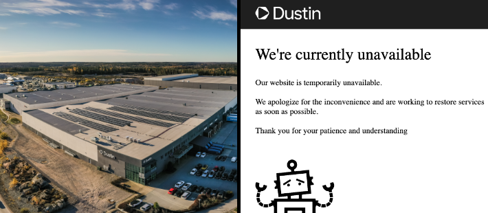 Dustin says website and customer portals restored