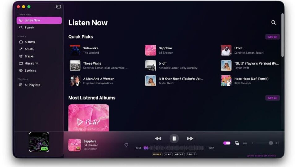 Free YM Pro player sends Mac audio directly to your DAC
