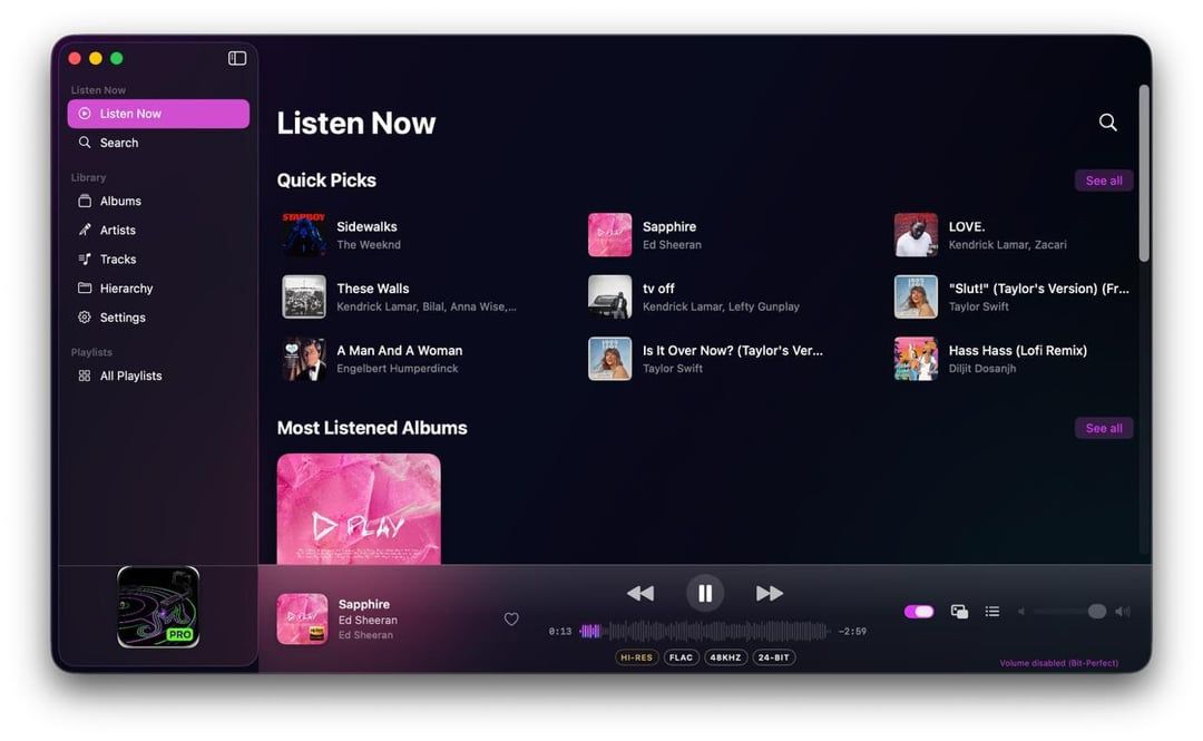 Free YM Pro player sends Mac audio directly to your DAC