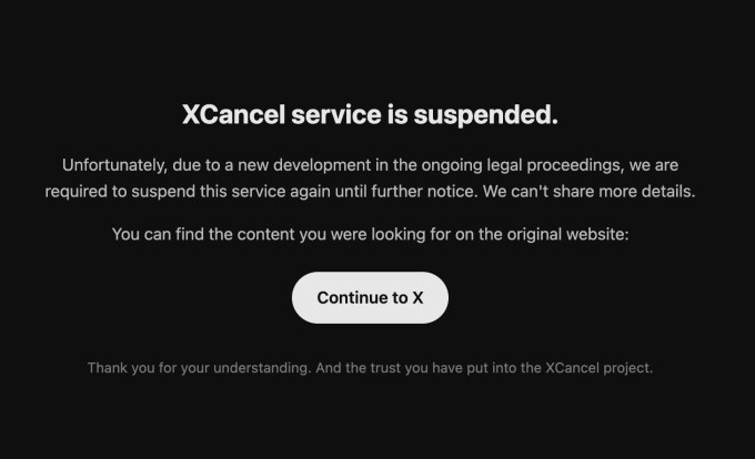 Nitter and XCancel shut down again after X legal action