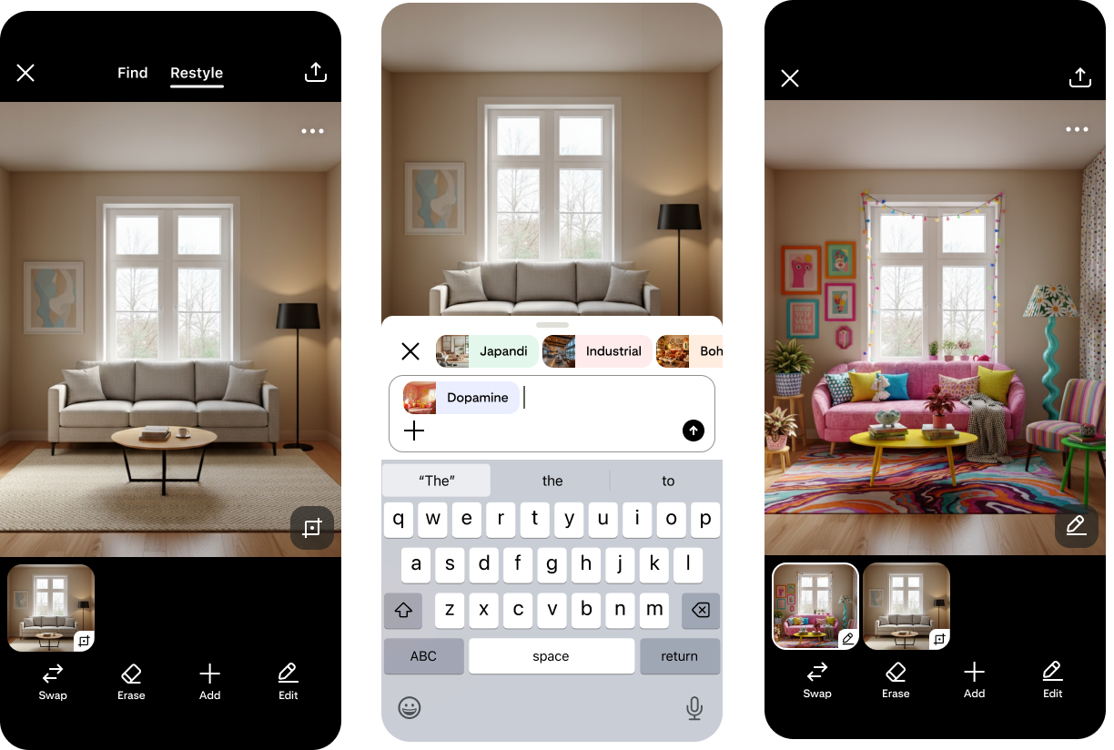 Pinterest tests Restyle AI tool for redesigning rooms