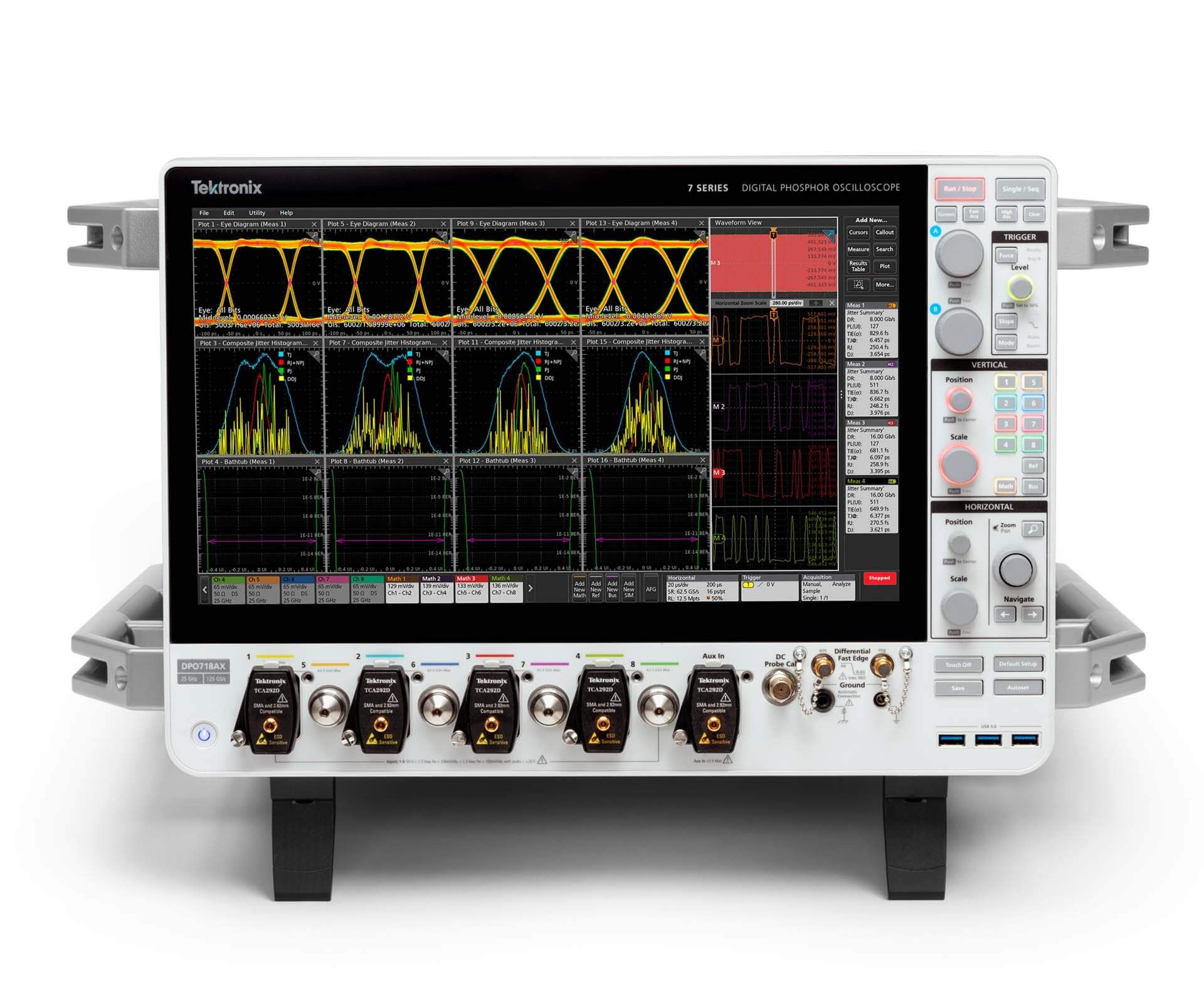 Tektronix DPO718AX pairs eight 25GHz channels with a 12-core AMD EPYC CPU