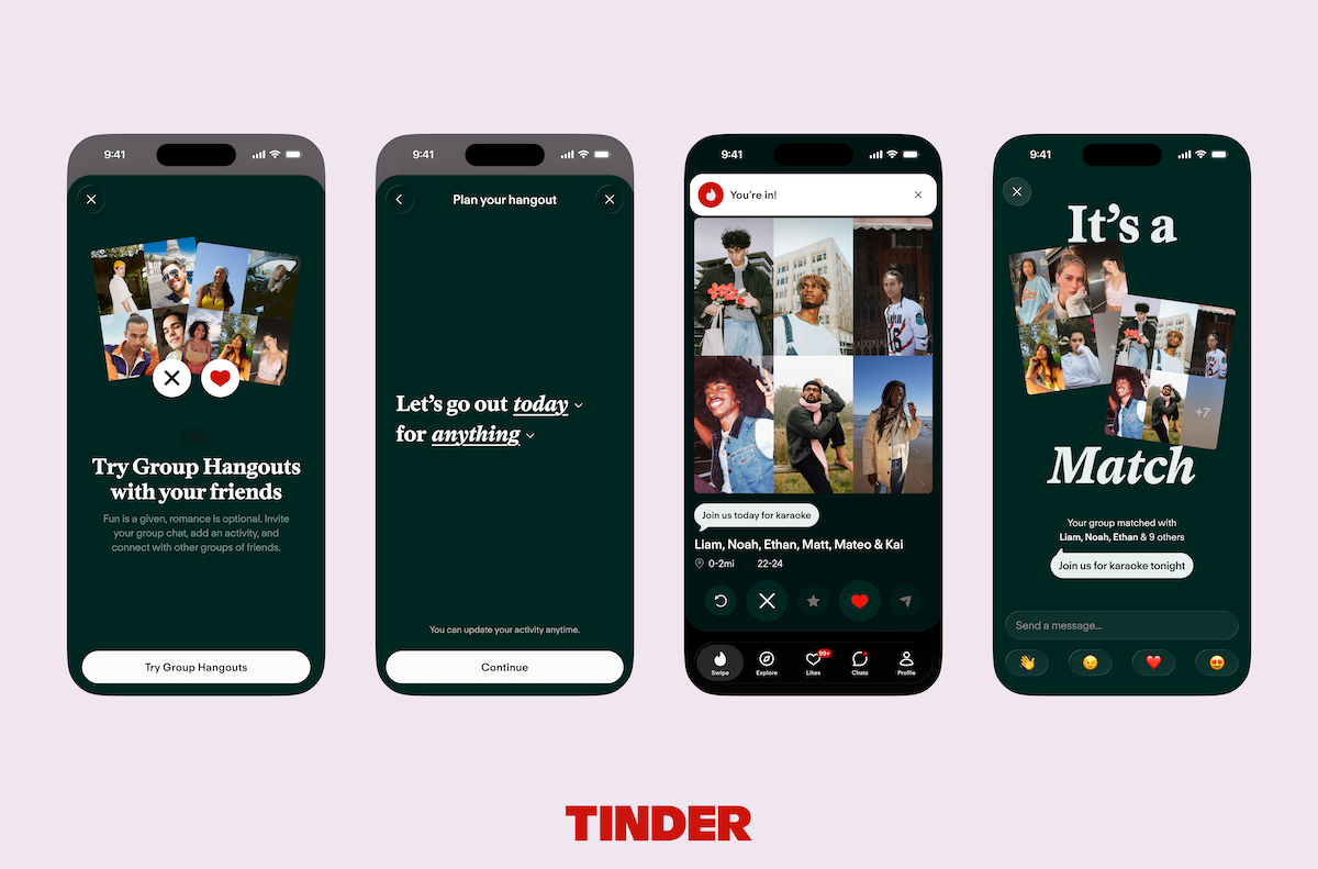 Tinder launches Group Hangouts for group dating