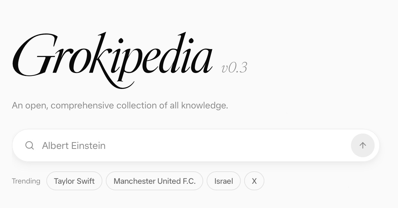 Grokipedia gets a refreshed design in v0.3 update
