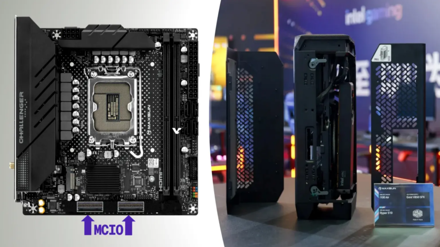 Maxsun Demonstrates a Compact Workstation With a Cabled Graphics Card