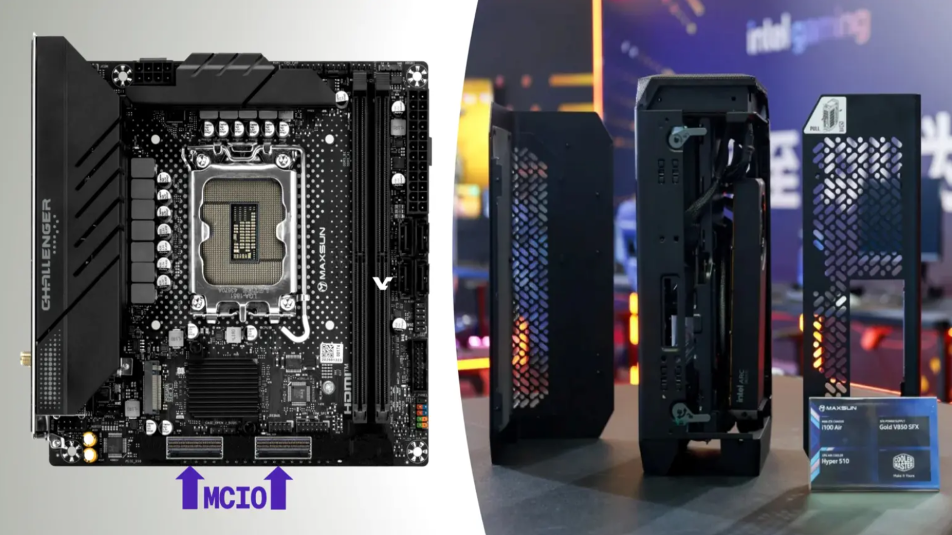 Maxsun Demonstrates a Compact Workstation With a Cabled Graphics Card