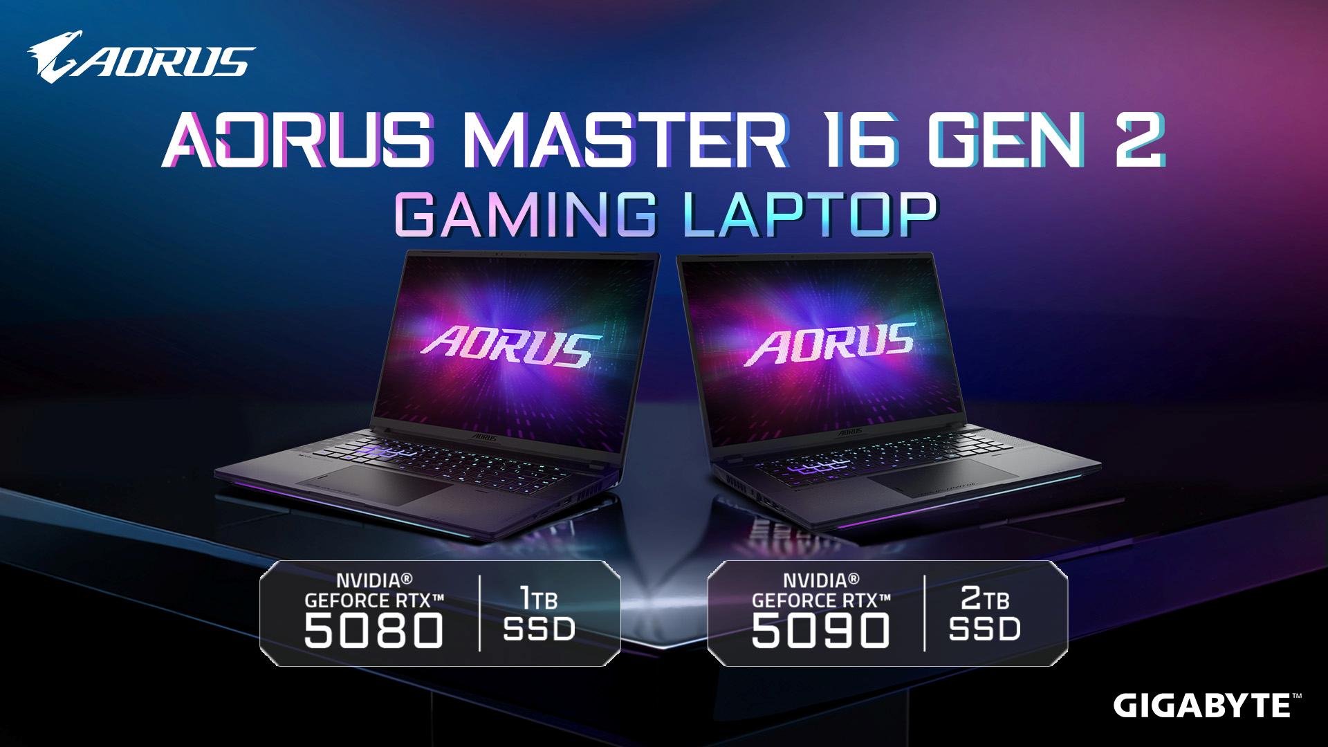 GIGABYTE AORUS MASTER 16 Gen 2 pairs Ryzen 9 9950HX3D with RTX 5090 or 5080